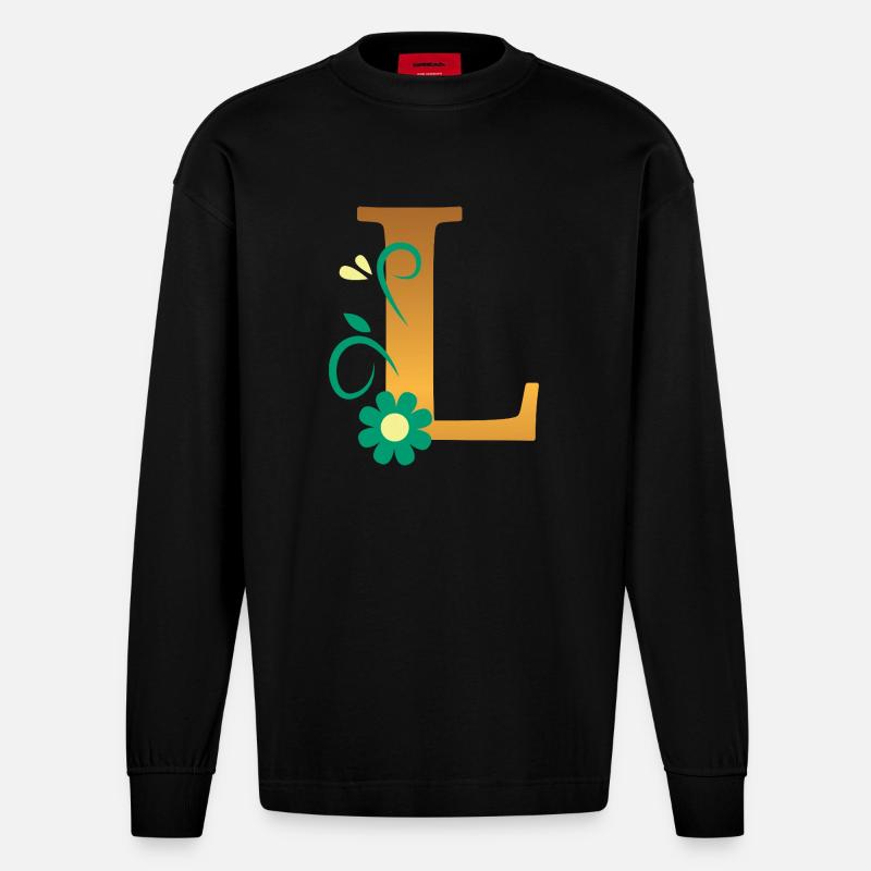 L - Manches longues bio épais oversize fabriqué en UE - SOLID BLACK