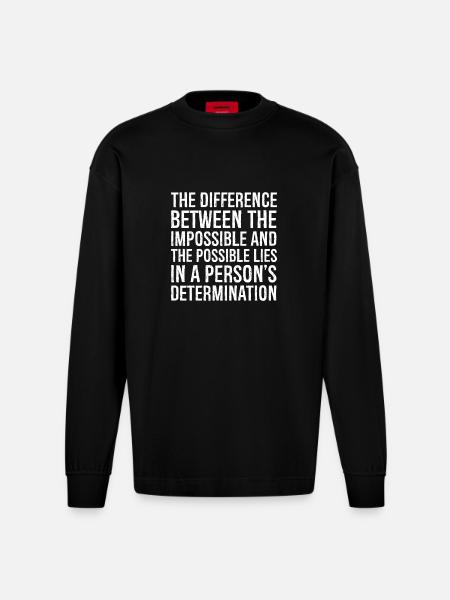 la différence entre l’impossible et le - Manches longues bio épais oversize fabriqué en UE - SOLID BLACK