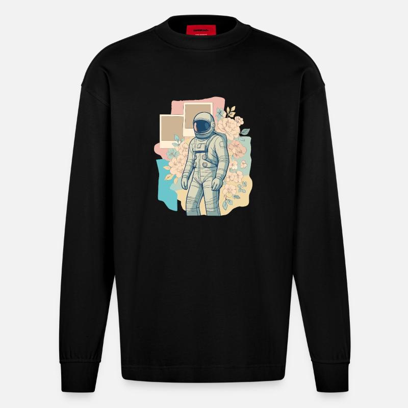 Cosmic Nostalgia - Heavyweight Oversized Organic Langarmshirt Made in EU - SOLID BLACK