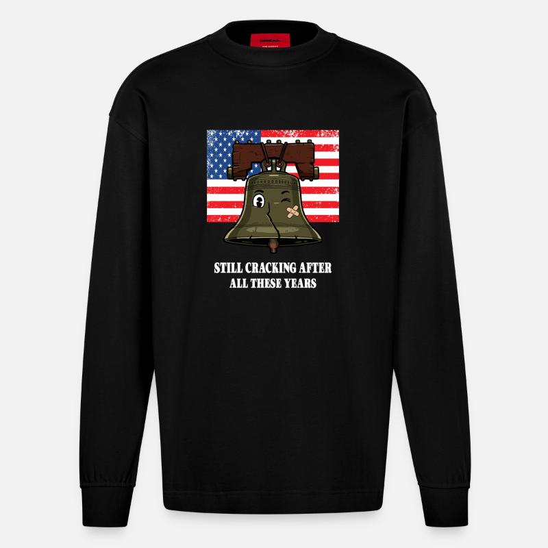 Freiheitsglocke - Heavyweight Oversized Organic Langarmshirt Made in EU - SOLID BLACK