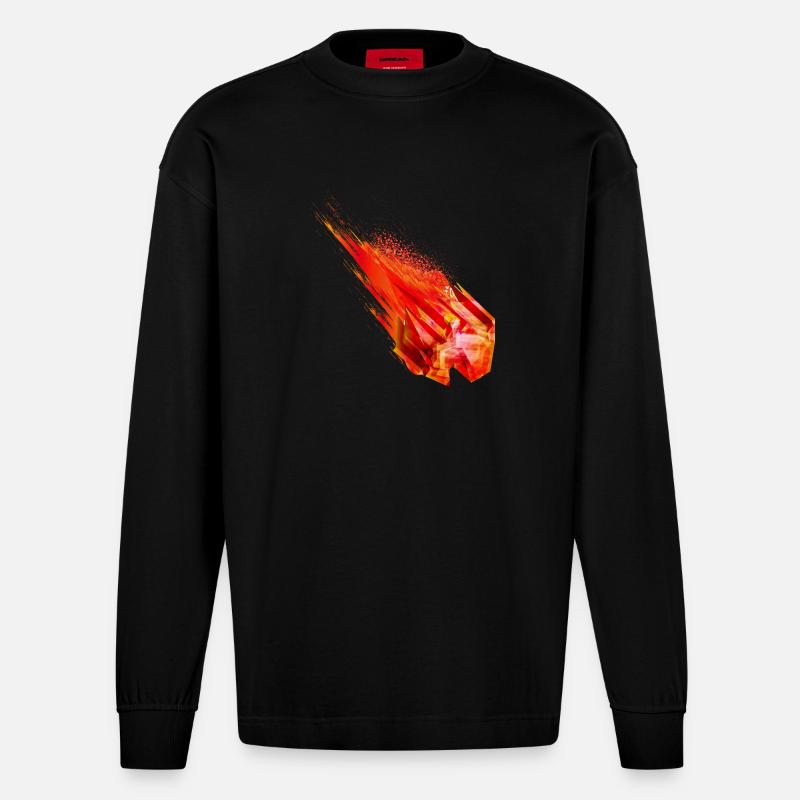 Glühender Asteroid mit Feuerschweif – Powerdesign - Heavyweight Oversized Organic Langarmshirt Made in EU - SOLID BLACK