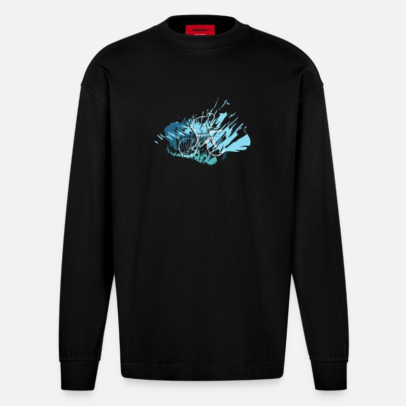 Rickel's Design: Biker  Style 26 - Heavyweight Oversized Organic Langarmshirt Made in EU - SOLID BLACK