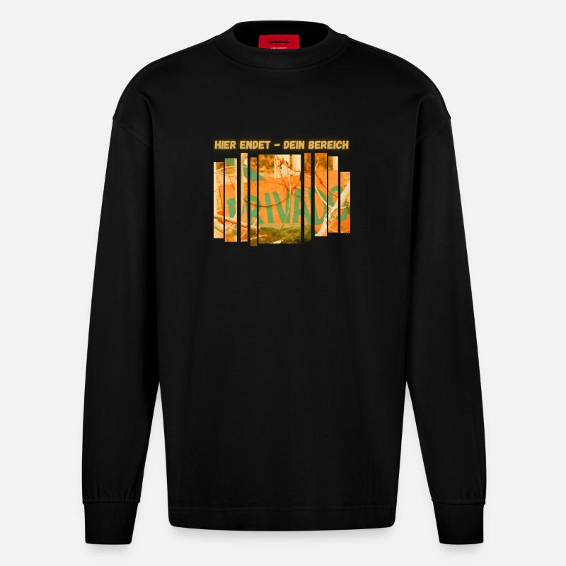 Hier endet dein Bereich - Heavyweight Oversized Organic Langarmshirt Made in EU - SOLID BLACK