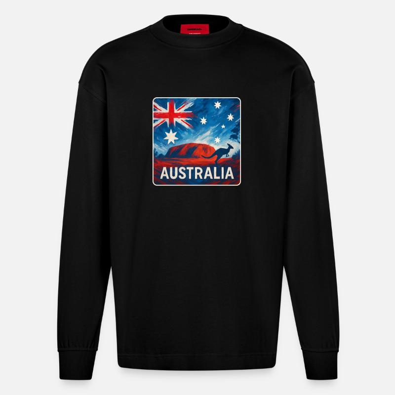 Conception de l’Outback australien - Manches longues bio épais oversize fabriqué en UE - SOLID BLACK