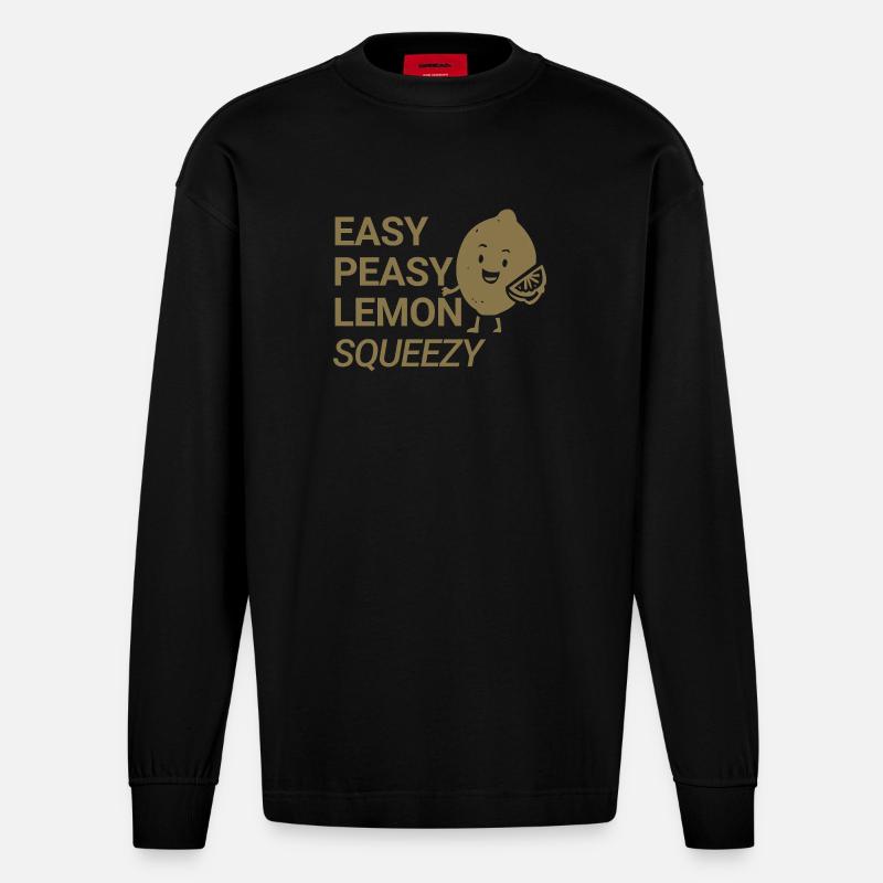 Easy Peasy Lemon Squeezy - Heavyweight Oversized Organic Langarmshirt Made in EU - SOLID BLACK