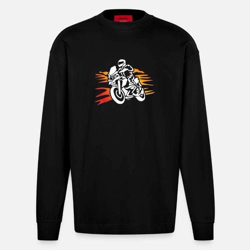 Biker Shirt Motorradfahrer - Heavyweight Oversized Organic Langarmshirt Made in EU - SOLID BLACK
