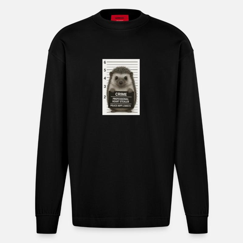 Verbrecherischer Igel - Heavyweight Oversized Organic Langarmshirt Made in EU - SOLID BLACK
