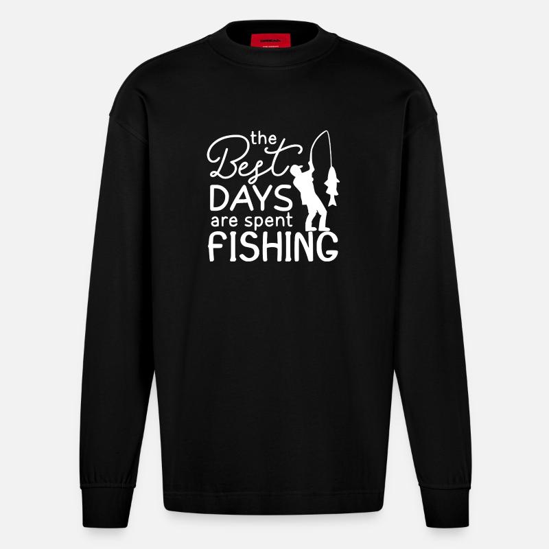 Citation de pêcheur Silhouette Design - Manches longues bio épais oversize fabriqué en UE - SOLID BLACK