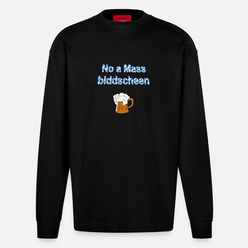 no a mass, bierglas, feste - Heavyweight Oversized Organic Langarmshirt Made in EU - SOLID BLACK