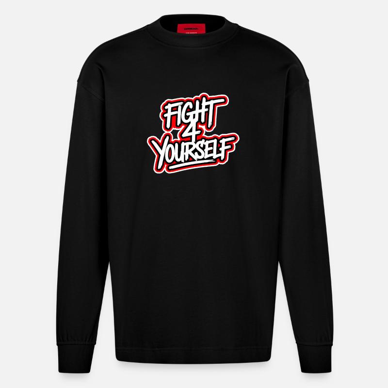 Fight 4 yourself - Heavyweight Oversized Organic Langarmshirt Made in EU - SOLID BLACK