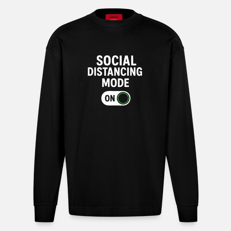 Mode de distanciation sociale activé - Manches longues bio épais oversize fabriqué en UE - SOLID BLACK