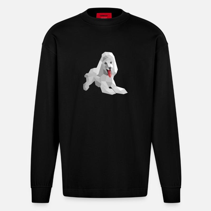 Caniche low poly élégant - Manches longues bio épais oversize fabriqué en UE - SOLID BLACK