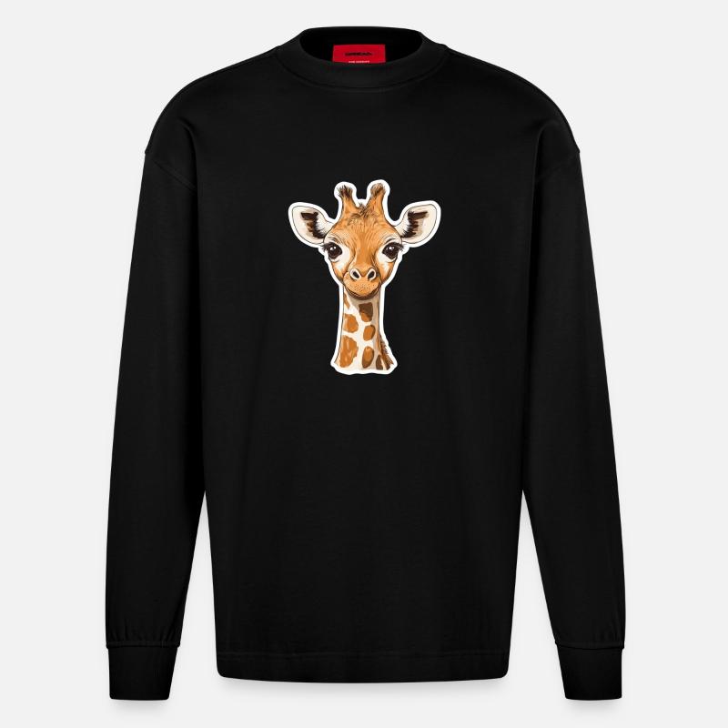 Giraffe - Heavyweight Oversized Organic Langarmshirt Made in EU - SOLID BLACK