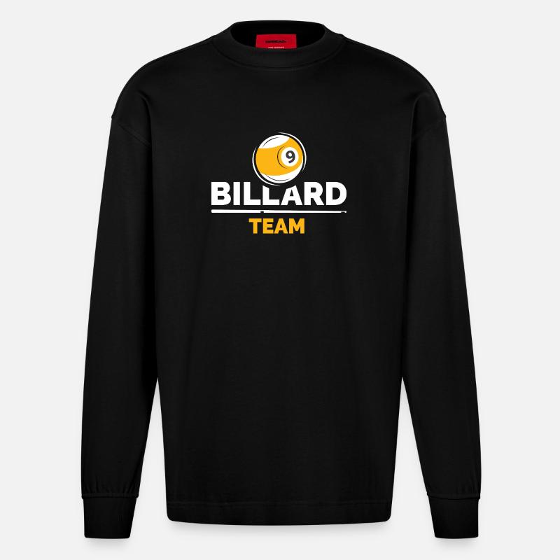 9-Ball Billiard Team Logo Design - Heavyweight Oversized Organic Langarmshirt Made in EU - SOLID BLACK