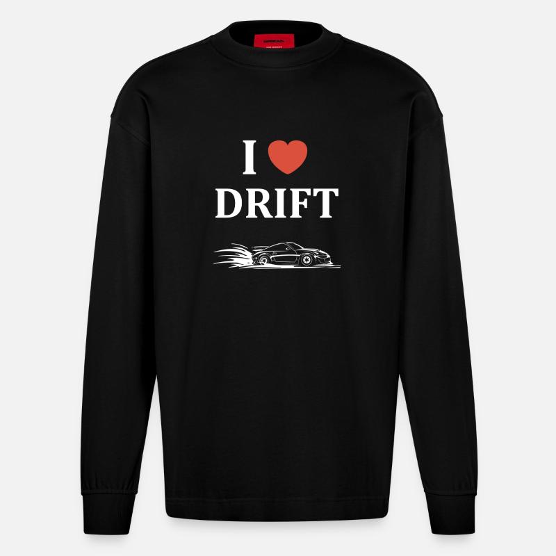 Spaß Drift Autorennen - Heavyweight Oversized Organic Langarmshirt Made in EU - SOLID BLACK