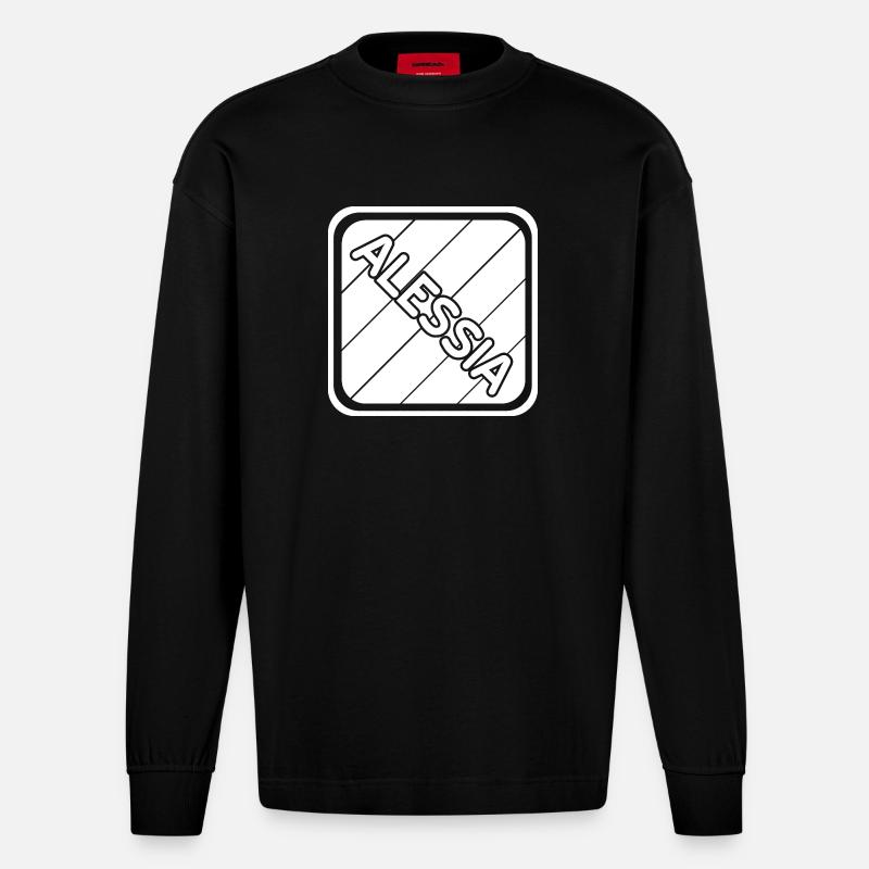 Maedchenname Alessia - Heavyweight Oversized Organic Langarmshirt Made in EU - SOLID BLACK
