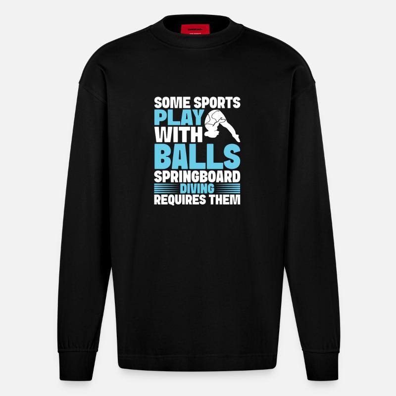 Kunstspringen Turmspringer Sprungbrett - Heavyweight Oversized Organic Langarmshirt Made in EU - SOLID BLACK