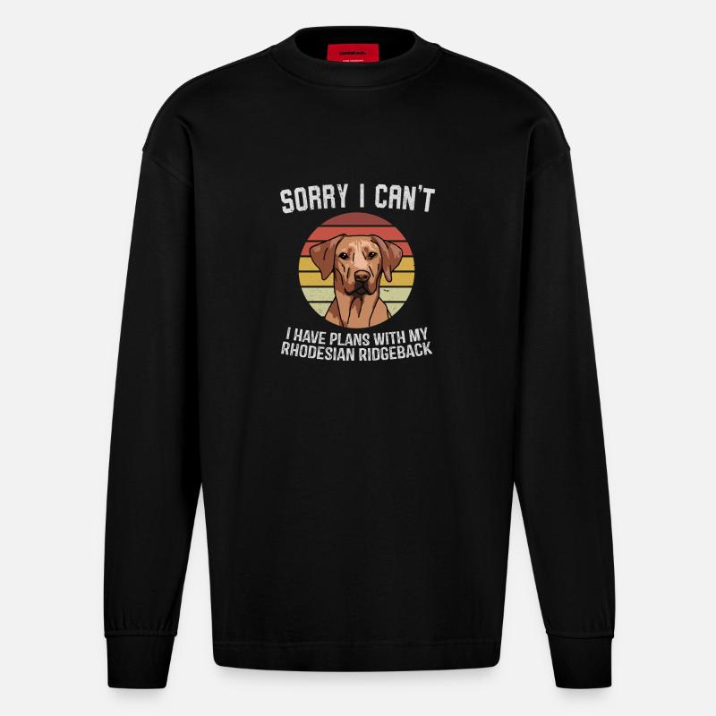 Graphique d’excuses du Rhodesian Ridgeback - Manches longues bio épais oversize fabriqué en UE - SOLID BLACK
