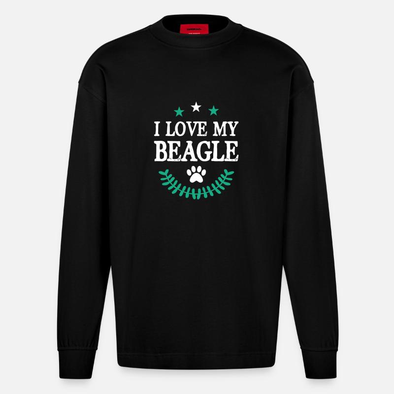 J’adore mon Beagle - Manches longues bio épais oversize fabriqué en UE - SOLID BLACK