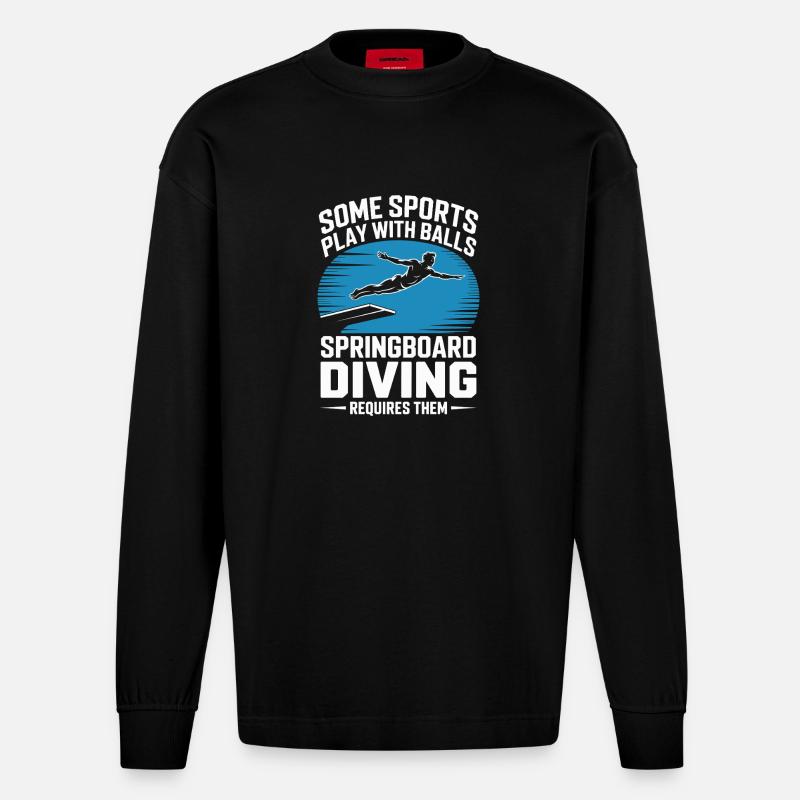 Kunstspringen Turmspringer Sprungbrett - Heavyweight Oversized Organic Langarmshirt Made in EU - SOLID BLACK
