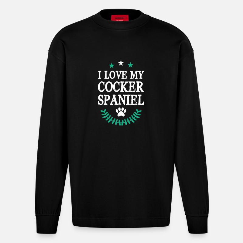COCKER_SPANIEL - Heavyweight Oversized Organic Langarmshirt Made in EU - SOLID BLACK