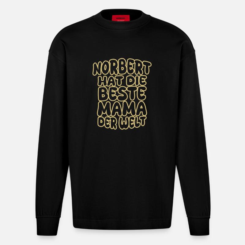 Spruch Norbert - Heavyweight Oversized Organic Langarmshirt Made in EU - SOLID BLACK