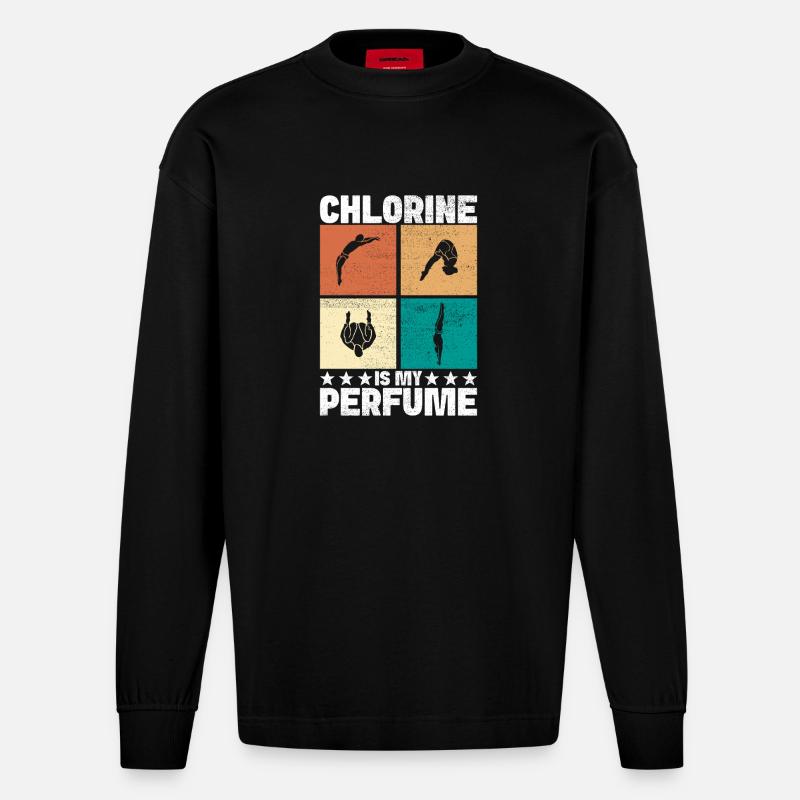 Kunstspringen Turmspringer Sprungbrett - Heavyweight Oversized Organic Langarmshirt Made in EU - SOLID BLACK
