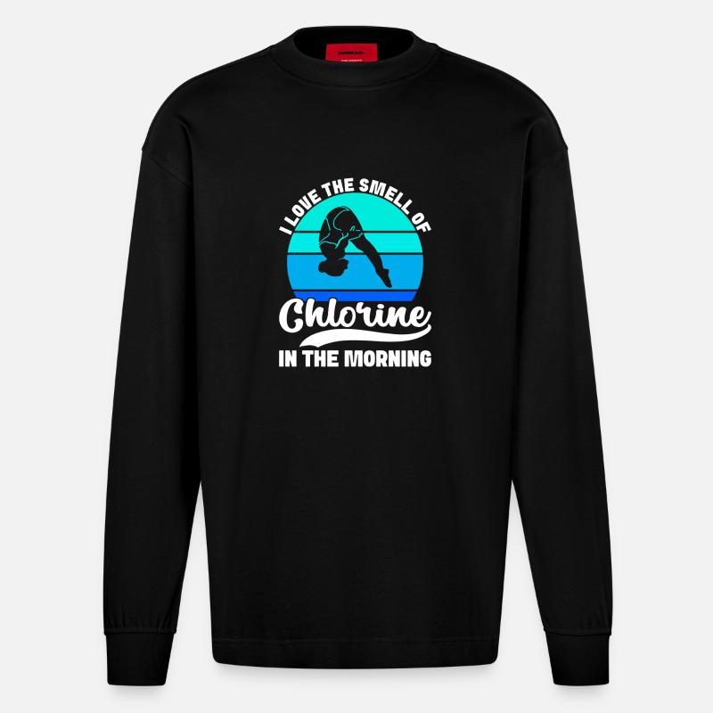 Kunstspringen Turmspringer Sprungbrett - Heavyweight Oversized Organic Langarmshirt Made in EU - SOLID BLACK