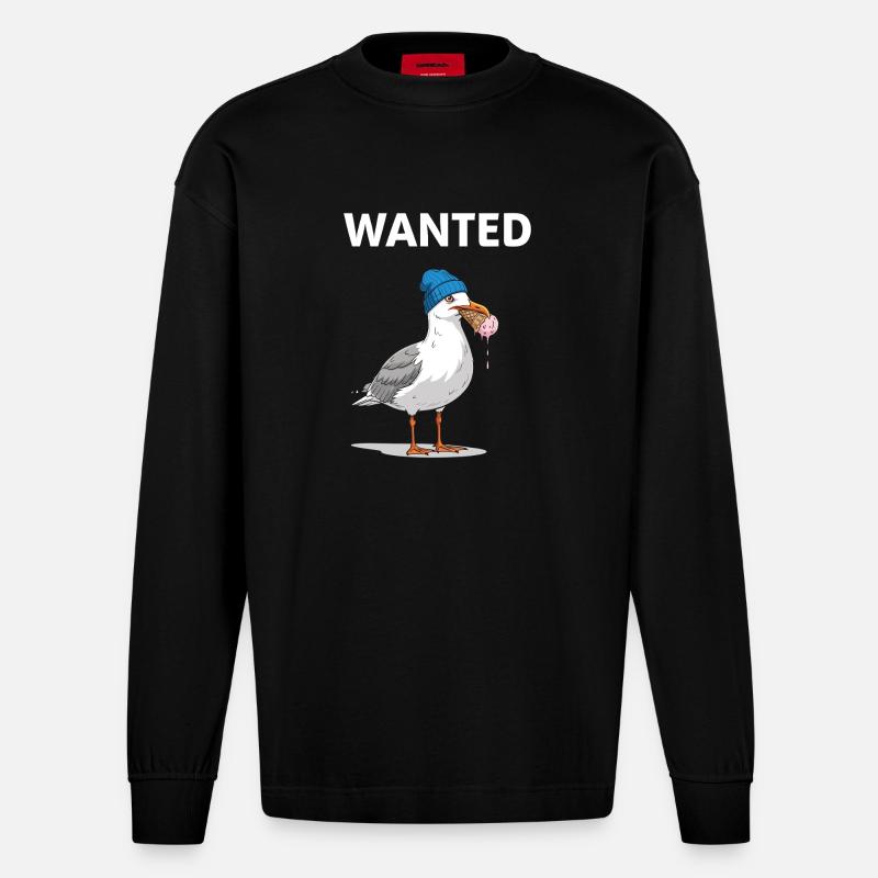 Gesucht Möwe Eiscreme Abenteuer - Heavyweight Oversized Organic Longsleeve Shirt Made in EU - SOLID BLACK