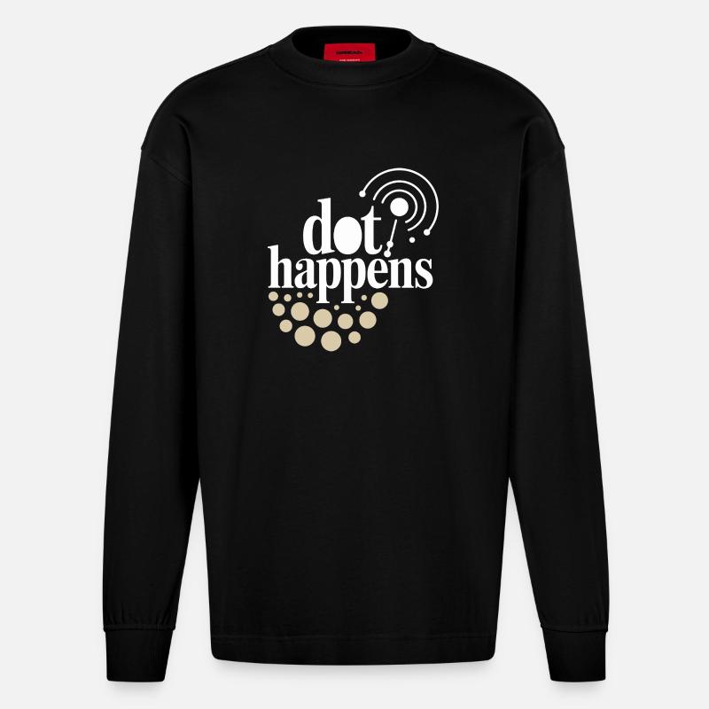 Dot Happens Morse Code Fun - Manches longues bio épais oversize fabriqué en UE - SOLID BLACK