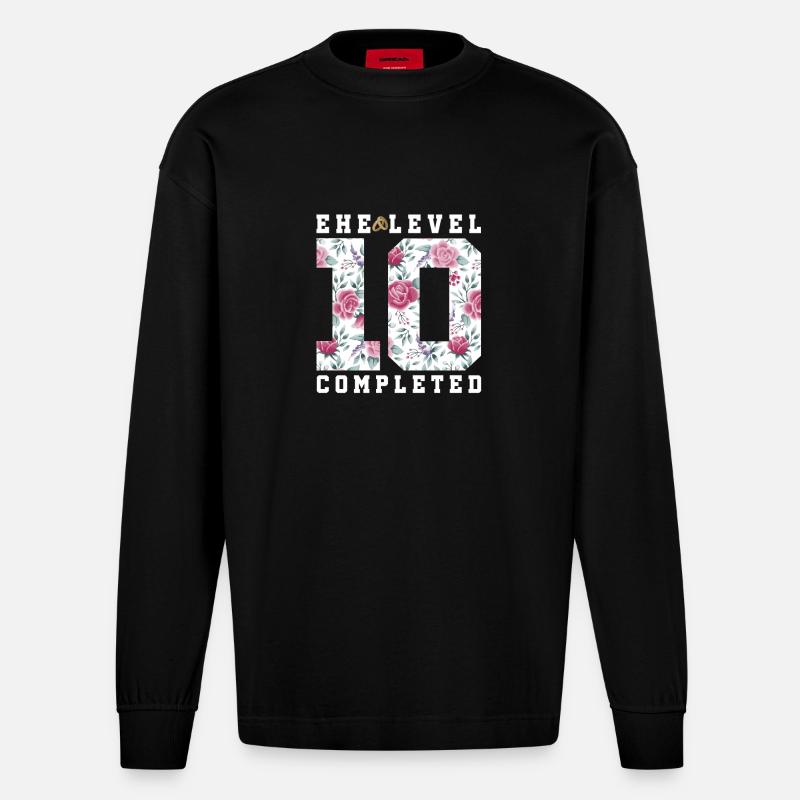 10e anniversaire de mariage - Manches longues bio épais oversize fabriqué en UE - SOLID BLACK