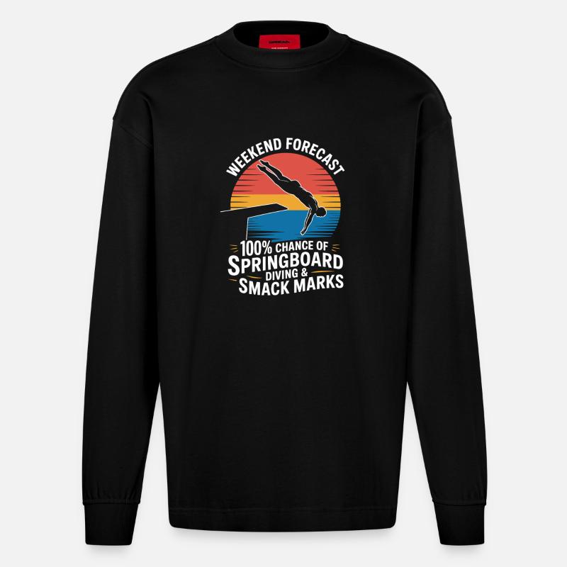 Kunstspringen Turmspringer Sprungbrett - Heavyweight Oversized Organic Langarmshirt Made in EU - SOLID BLACK