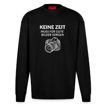No Time I'm Photographer Mirror Reflex Camera Photos - Heavyweight Oversized Organic Longsleeve Shirt Made in EU - SOLID BLACK - Front