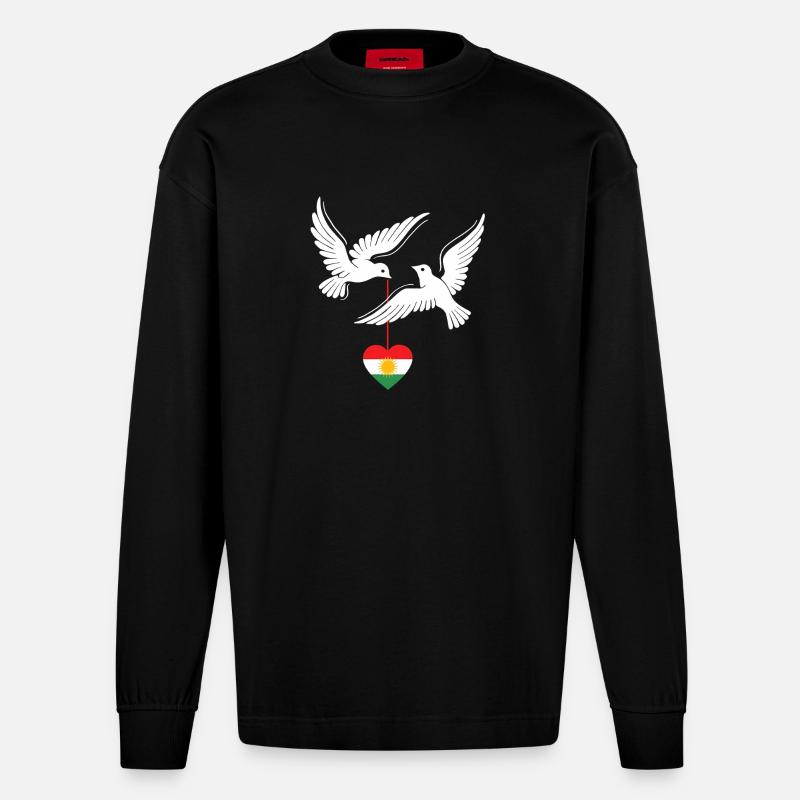 Kurdistan Kurden mit kurdischer Flagge - Heavyweight Oversized Organic Langarmshirt Made in EU - SOLID BLACK