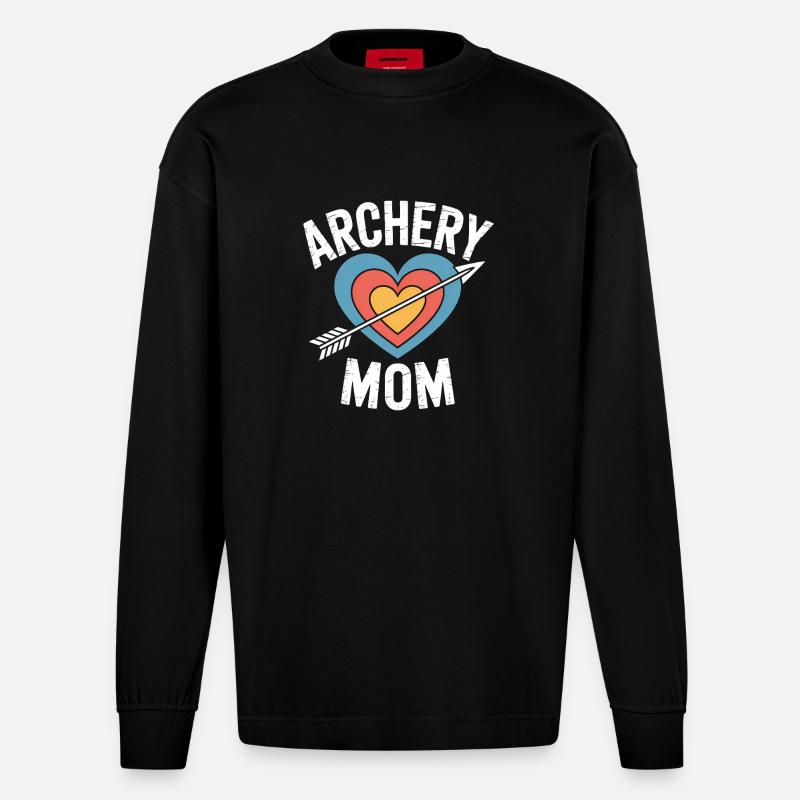 Bogenschießen Spruch Mutter Bogenschießen Geschenk - Heavyweight Oversized Organic Langarmshirt Made in EU - SOLID BLACK