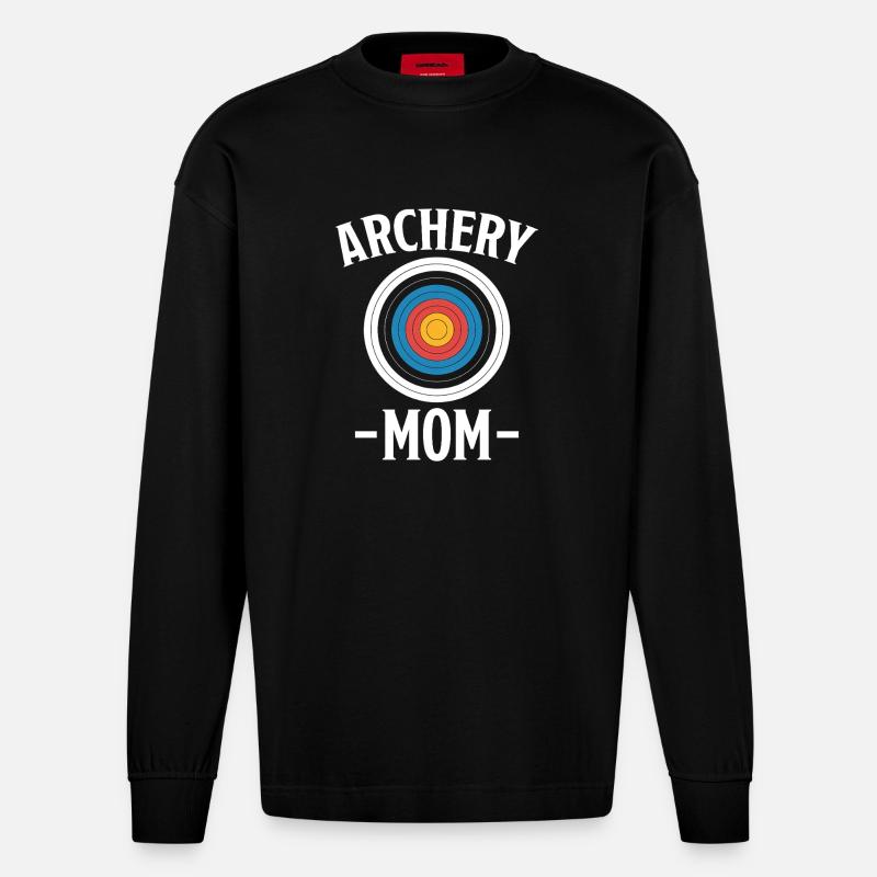 Bogenschießen Spruch Mutter Bogenschießen Geschenk - Heavyweight Oversized Organic Langarmshirt Made in EU - SOLID BLACK