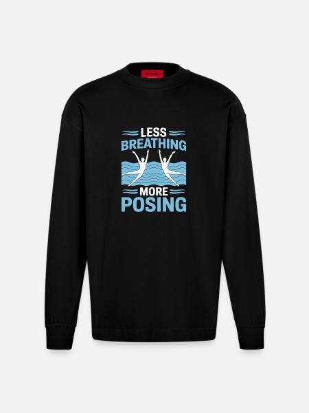 Synchronschwimmen Kunstschwimmen Wassersport - Heavyweight Oversized Organic Langarmshirt Made in EU - SOLID BLACK