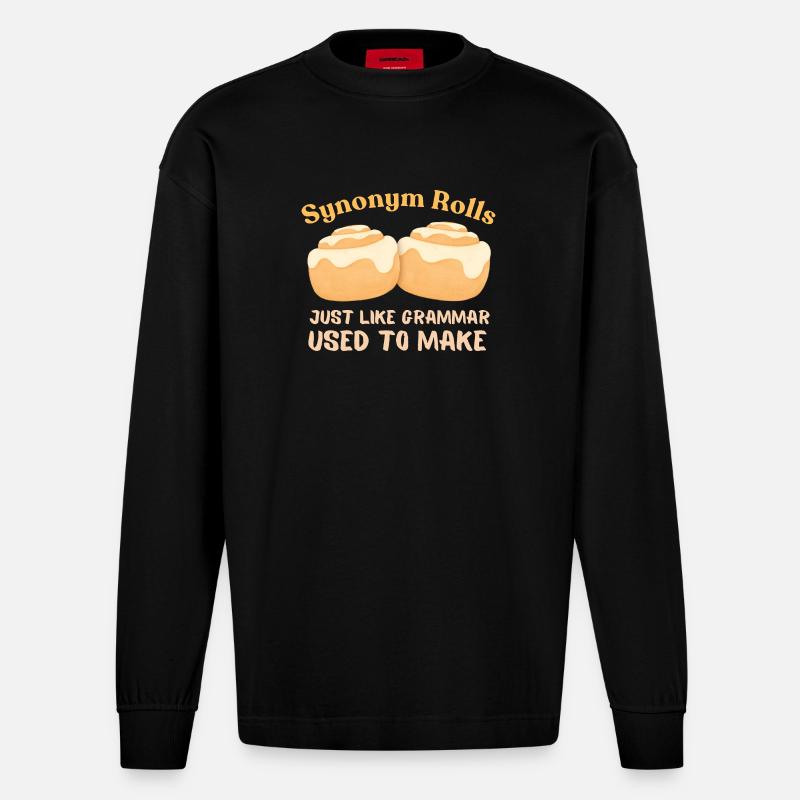 Synonym Rolls Grammatik Humor Design - Heavyweight Oversized Organic Langarmshirt Made in EU - SOLID BLACK