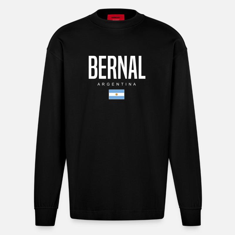 Bernal Argentinien Argentinier - Heavyweight Oversized Organic Langarmshirt Made in EU - SOLID BLACK