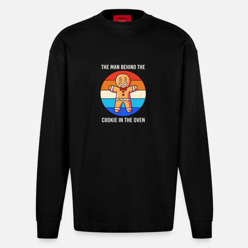 Werdende Väter Werdender Papa - Heavyweight Oversized Organic Langarmshirt Made in EU - SOLID BLACK
