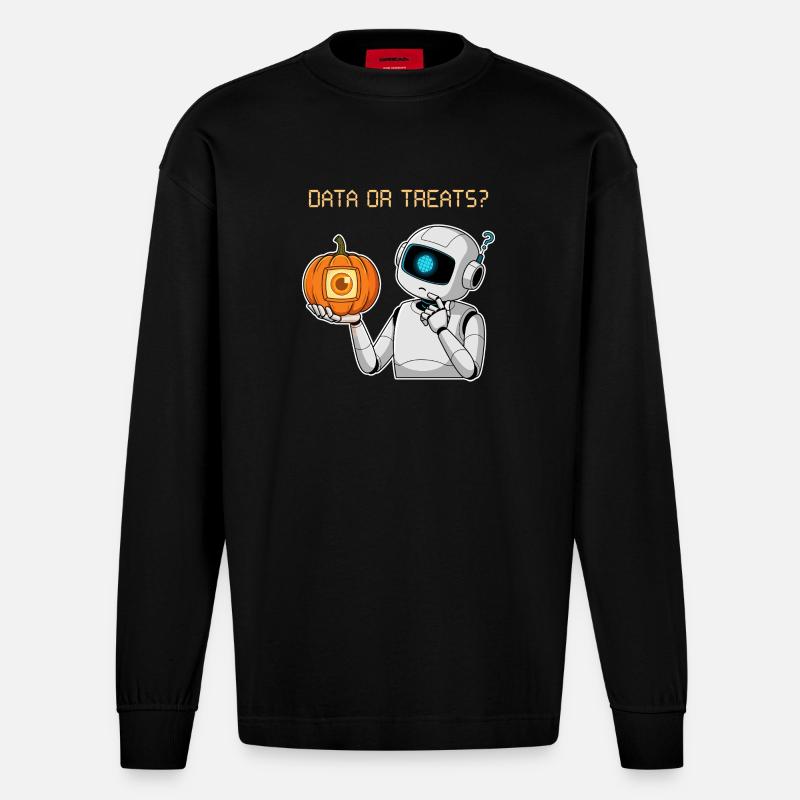 Data or Treats ? - Heavyweight Oversized Organic Langarmshirt Made in EU - SOLID BLACK