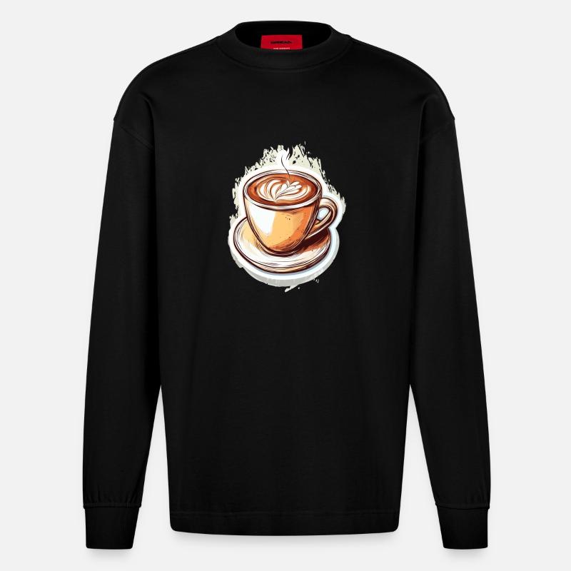 Kaffee - Heavyweight Oversized Organic Langarmshirt Made in EU - SOLID BLACK