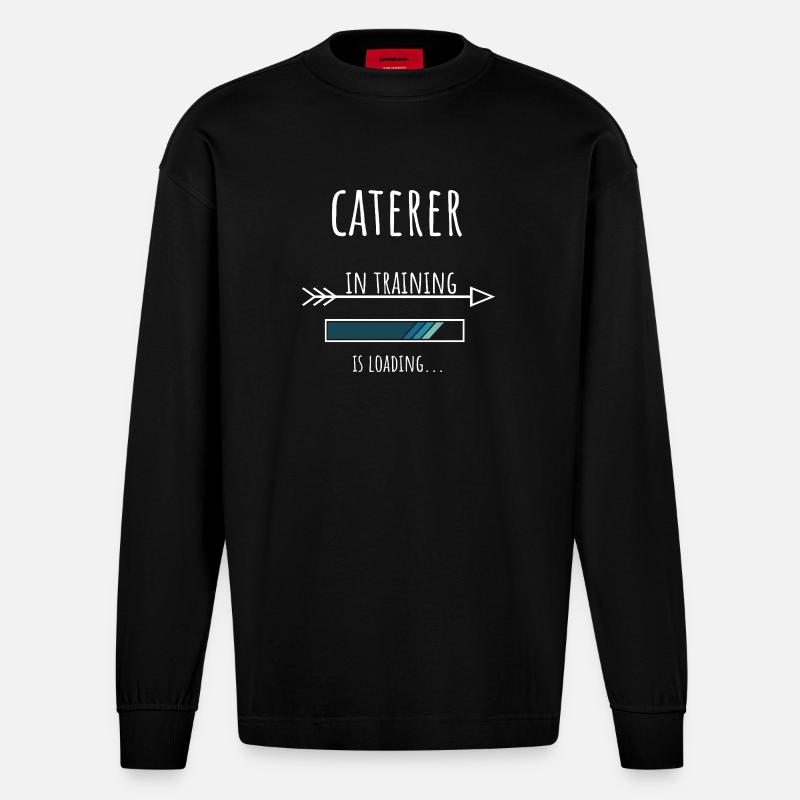 Caterer Geschenk Beruf Ausbildung Caterer - Heavyweight Oversized Organic Langarmshirt Made in EU - SOLID BLACK