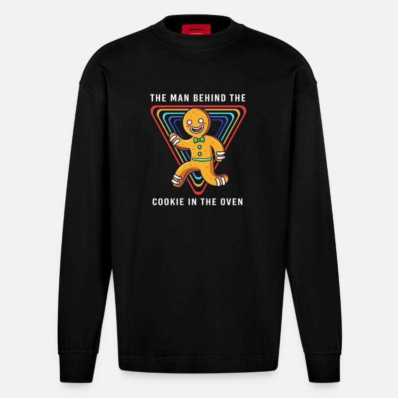 Werdender Papa werdende Väter - Heavyweight Oversized Organic Langarmshirt Made in EU - SOLID BLACK