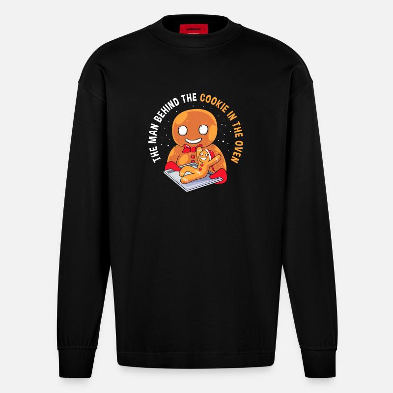Werdende Väter Werdender Papa - Heavyweight Oversized Organic Langarmshirt Made in EU - SOLID BLACK