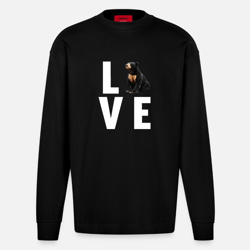 Ours du Soleil Ours Malais - Manches longues bio épais oversize fabriqué en UE - SOLID BLACK