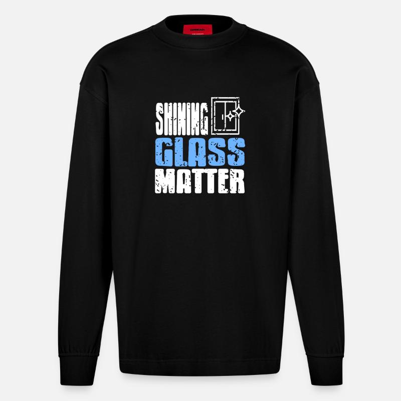 Glazier Professional Craftsmanship Window Pride - Heavyweight Oversized Organic Langarmshirt Made in EU - SOLID BLACK