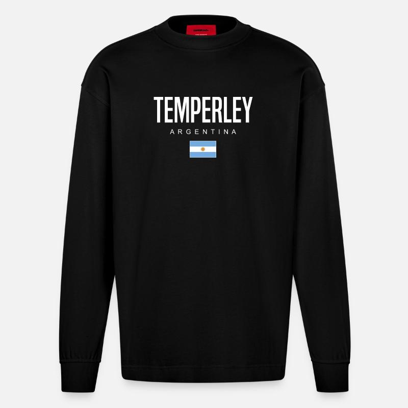 Temperley Argentinien Argentinier - Heavyweight Oversized Organic Langarmshirt Made in EU - SOLID BLACK