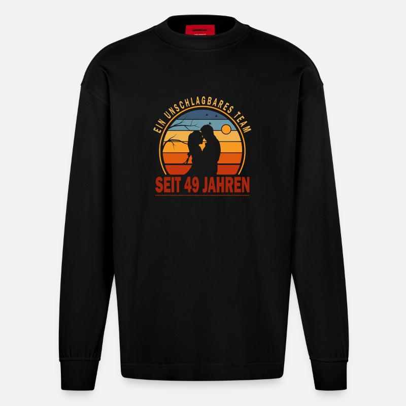 49 ans de relation Anniversaire de mariage Cedarne - Manches longues bio épais oversize fabriqué en UE - SOLID BLACK