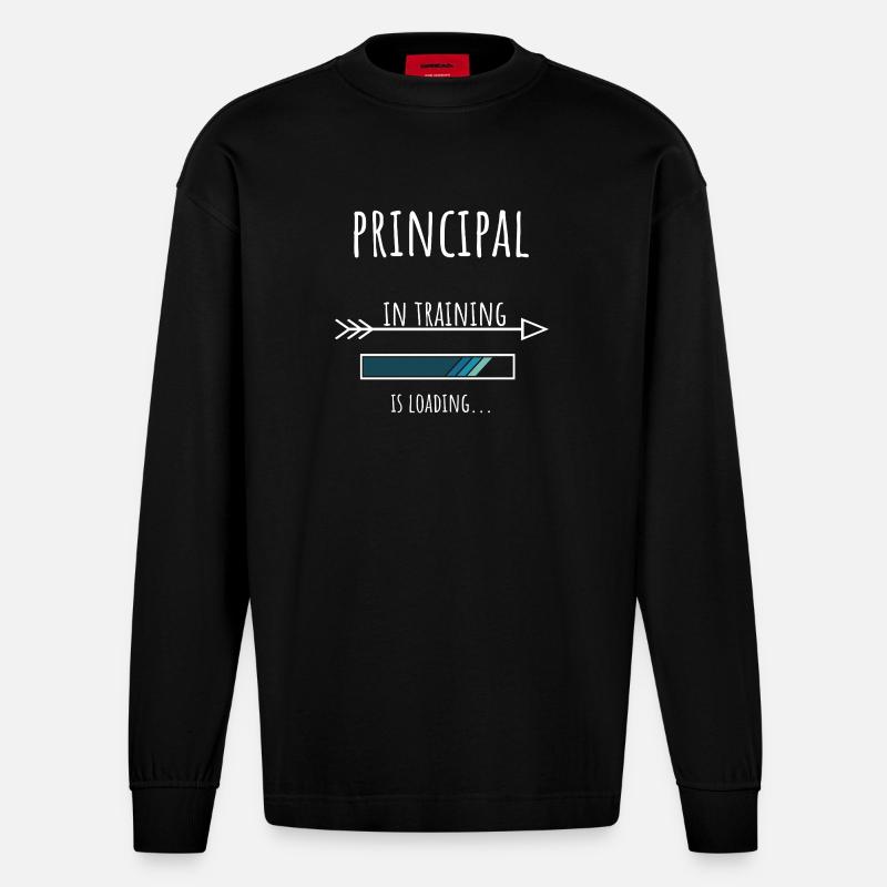 Principal Geschenk Beruf Ausbildung Schuldirektor - Heavyweight Oversized Organic Langarmshirt Made in EU - SOLID BLACK